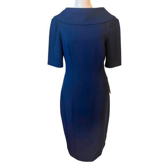 Adrianna Papell Rolled Neckline Elbow Length Sleeve Sheath Dress Size 4 NWOT - Picture 1 of 8